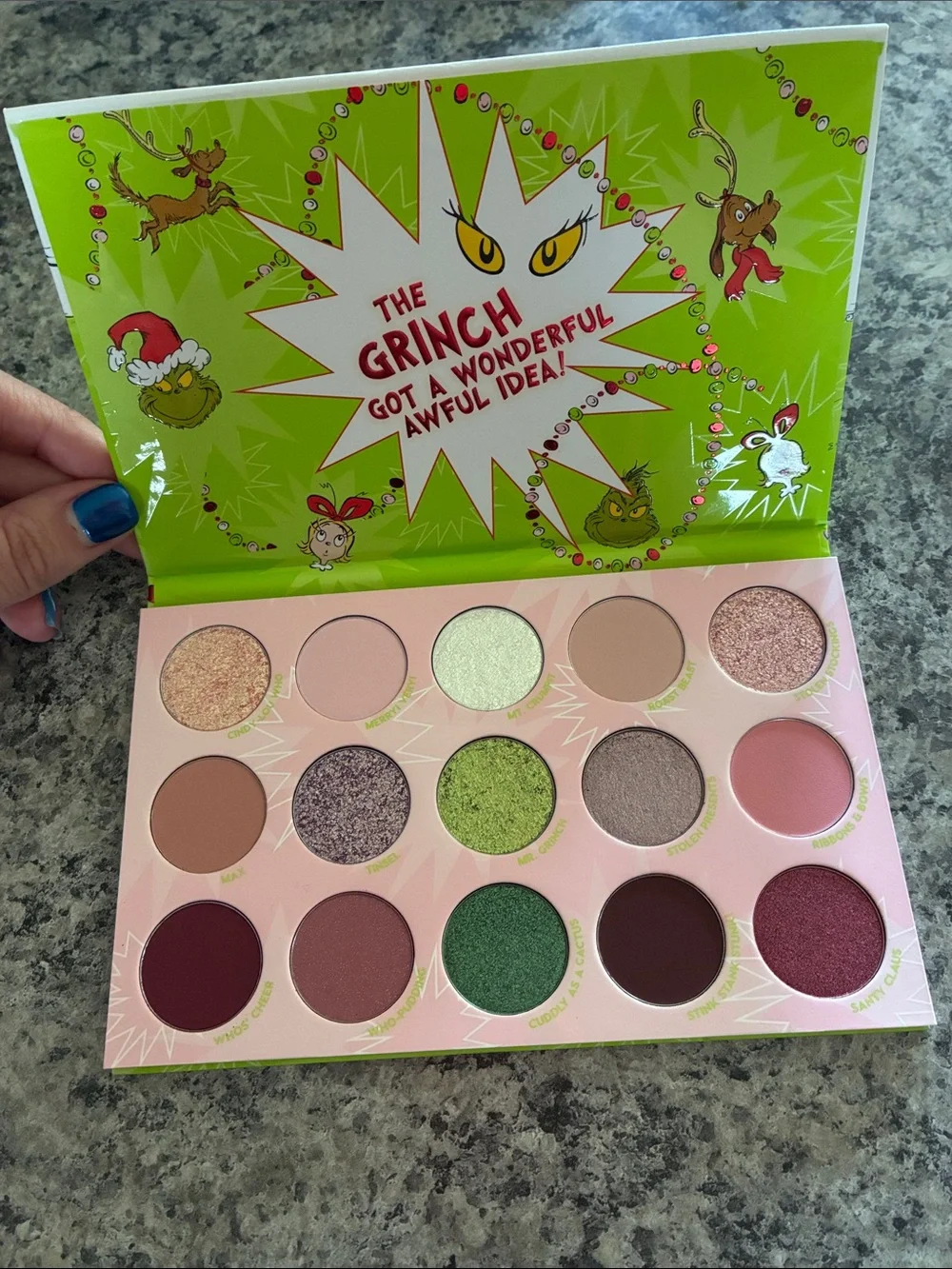 ColourPop The Grinch Holiday Eyeshadow Palette - Never Used